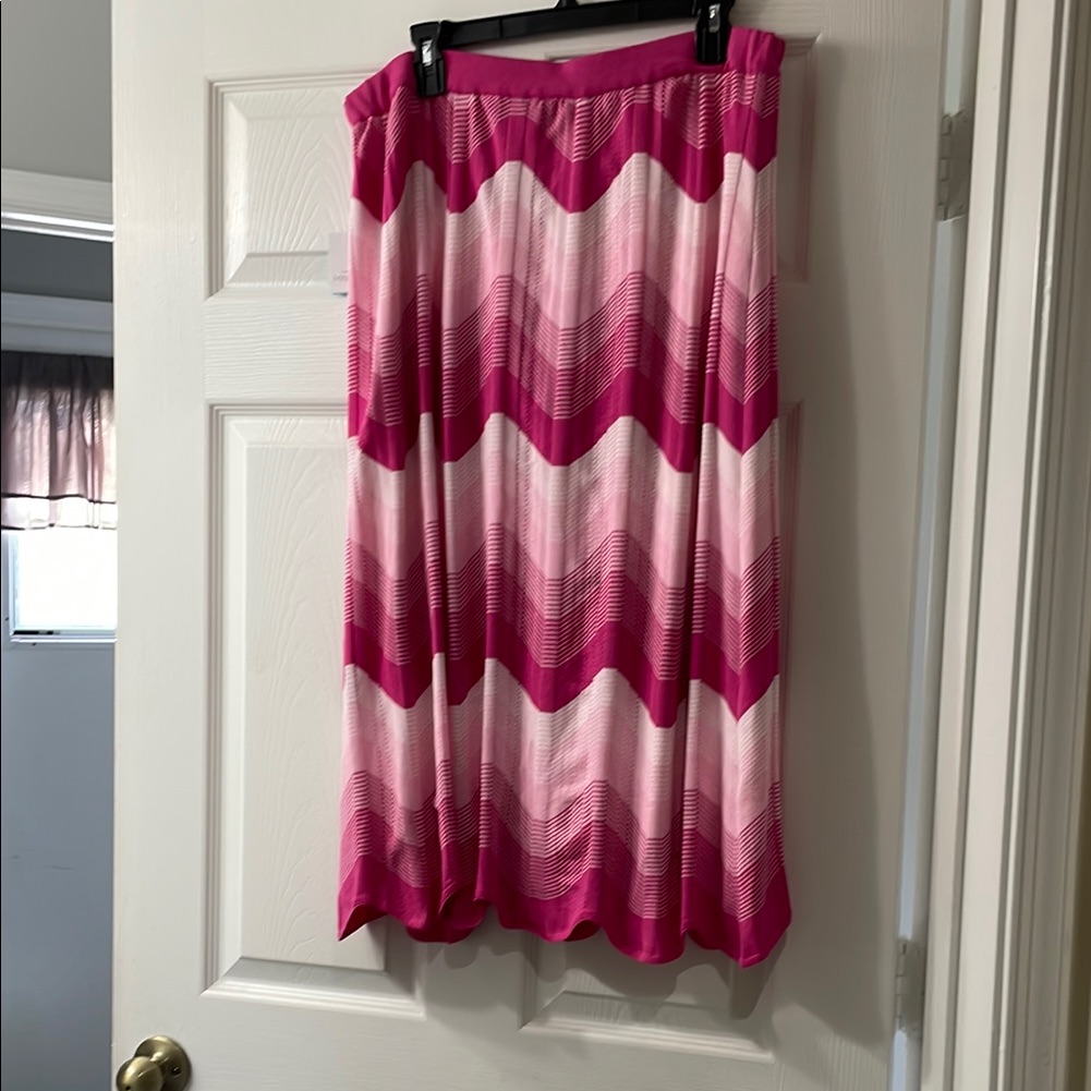 Pink Chevron Women's Skirt By Ming Wang Size Xl New With Tag Great Accent
